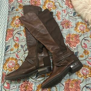 Brown Leather Knee-High Boots
